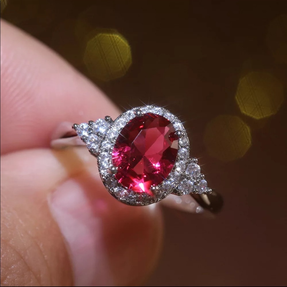New Women’s 925 Silver Beautiful Ruby Girls Ring
